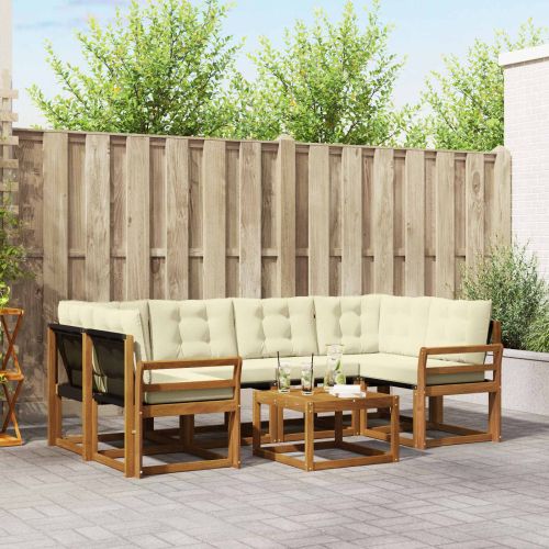 Комплект дивани за открито 7 pcs Натурален и Крема