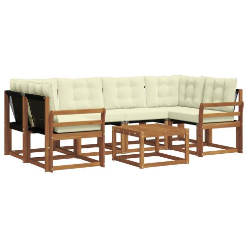 Комплект дивани за открито 7 pcs Натурален и Крема