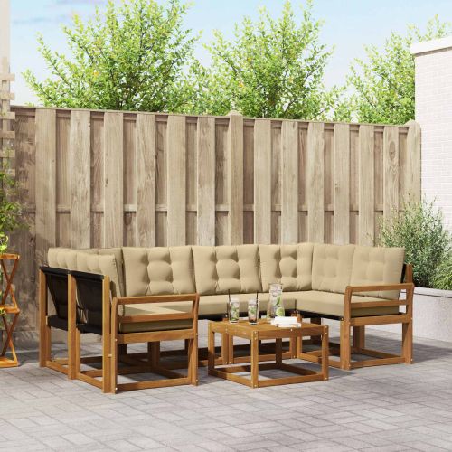 Комплект дивани за открито 7 pcs Натурален и Бежов