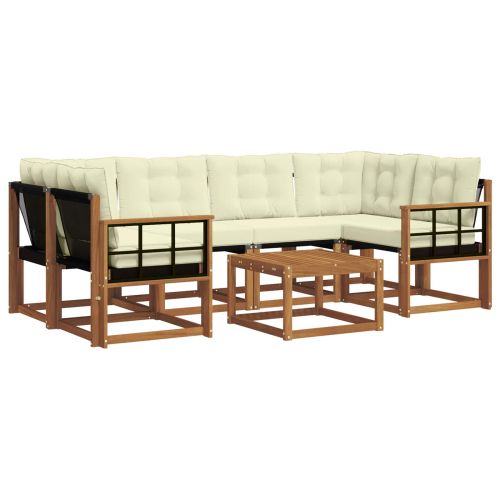 Комплект дивани за открито 7 pcs Натурален и Крема