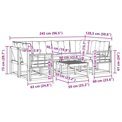Комплект дивани за открито 7 pcs Натурален и Крема