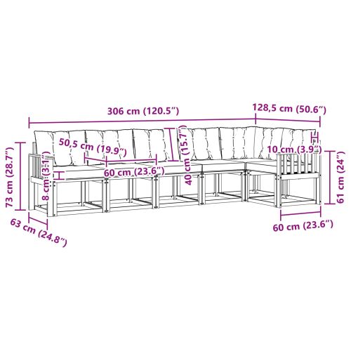 Комплект дивани за открито 6 pcs Естествено и черно