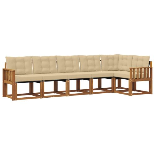 Комплект дивани за открито 6 pcs Натурален и Бежов