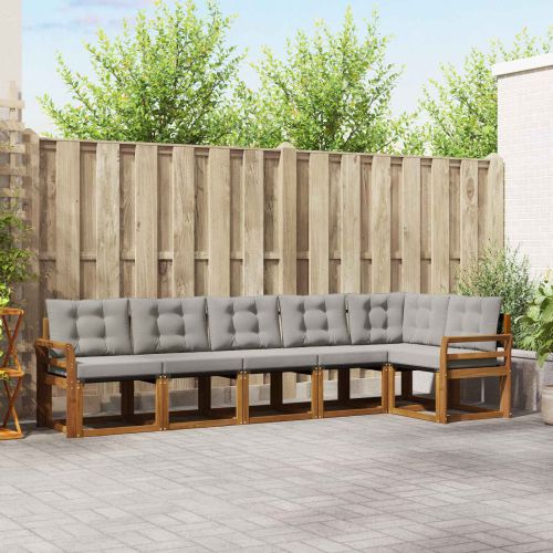 Комплект дивани за открито 6 pcs Естествено и светло сиво