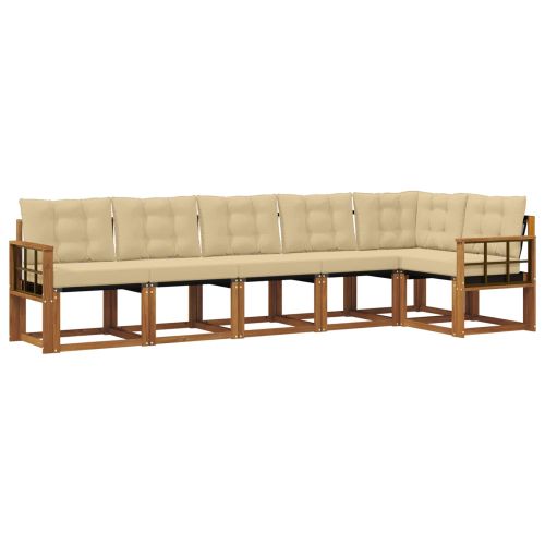 Комплект дивани за открито 6 pcs Натурален и Бежов