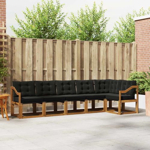 Комплект дивани за открито 6 pcs Естествено и черно