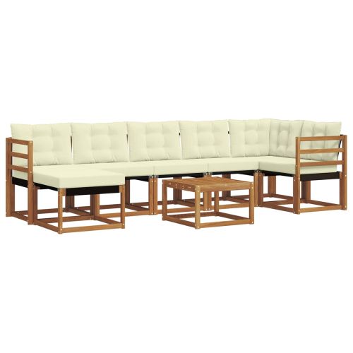 Комплект дивани за открито 8 pcs Натурален и Крема