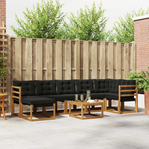 Комплект дивани за открито 8 pcs Естествено и черно