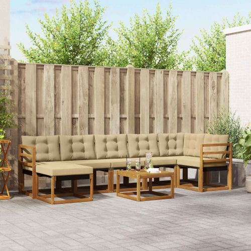 Комплект дивани за открито 8 pcs Натурален и Бежов