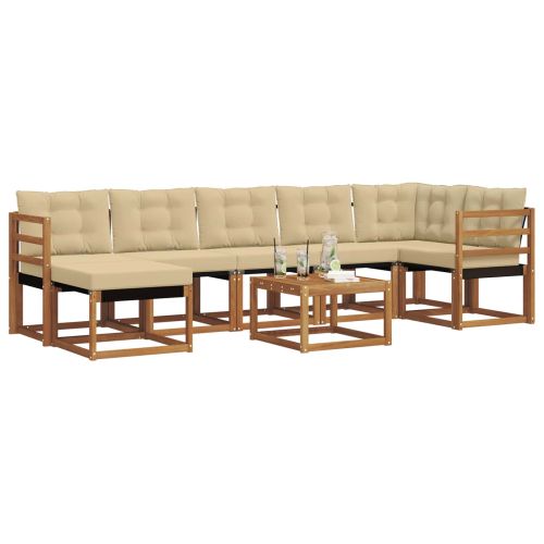 Комплект дивани за открито 8 pcs Натурален и Бежов