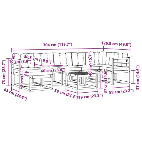 Комплект дивани за открито 8 pcs Натурален и Бежов