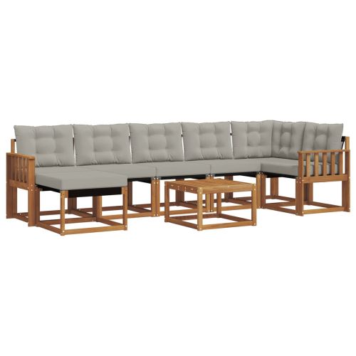 Комплект дивани за открито 8 pcs Естествено и светло сиво