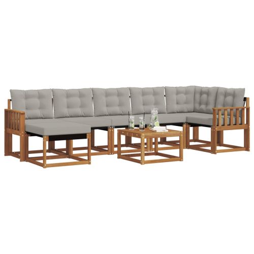 Комплект дивани за открито 8 pcs Естествено и светло сиво