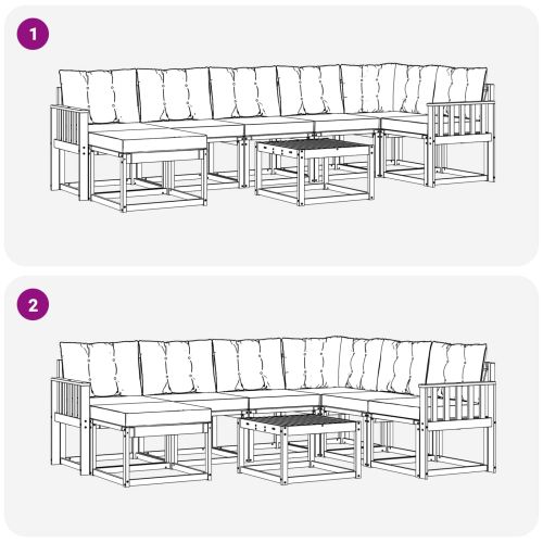 Комплект дивани за открито 8 pcs Естествено и светло сиво
