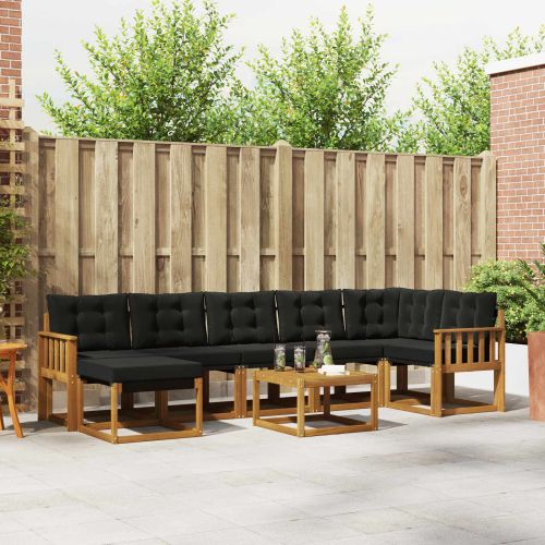 Комплект дивани за открито 8 pcs Естествено и черно