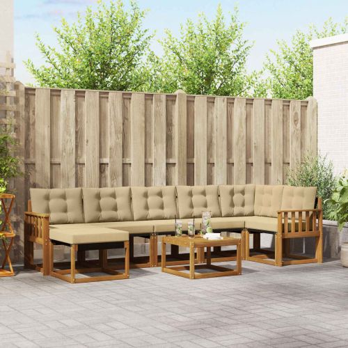 Комплект дивани за открито 8 pcs Натурален и Бежов
