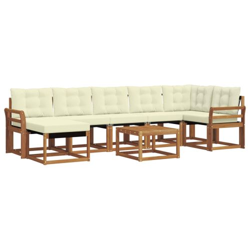 Комплект дивани за открито 8 pcs Натурален и Крема