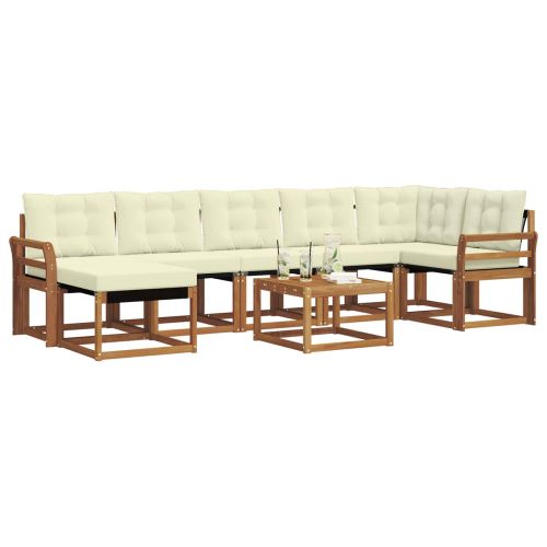 Комплект дивани за открито 8 pcs Натурален и Крема