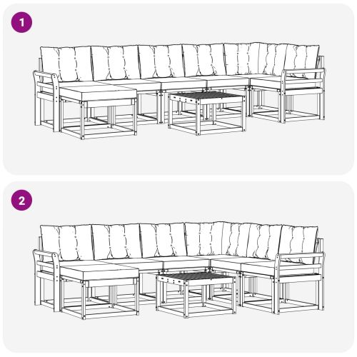 Комплект дивани за открито 8 pcs Натурален и Крема