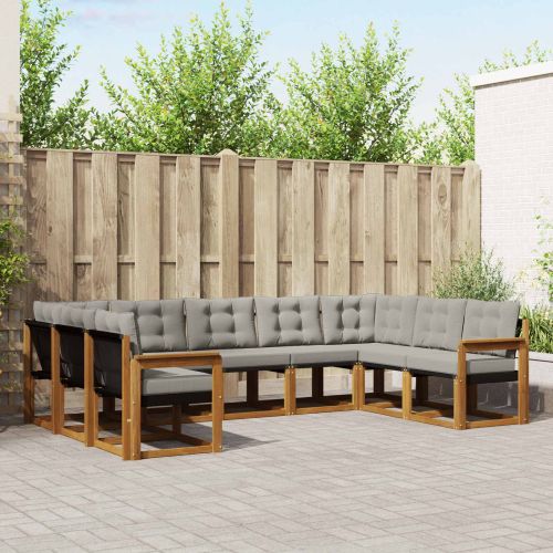 Комплект дивани за открито 9 pcs Естествено и светло сиво