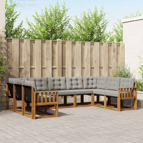 Комплект дивани за открито 9 pcs Естествено и светло сиво