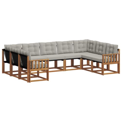 Комплект дивани за открито 9 pcs Естествено и светло сиво