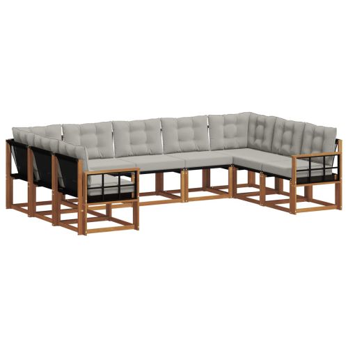 Комплект дивани за открито 9 pcs Естествено и светло сиво