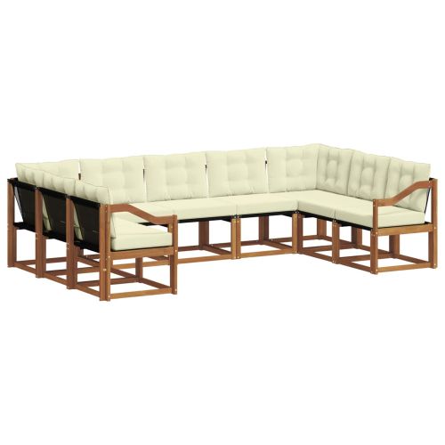 Комплект дивани за открито 9 pcs Натурален и Крема