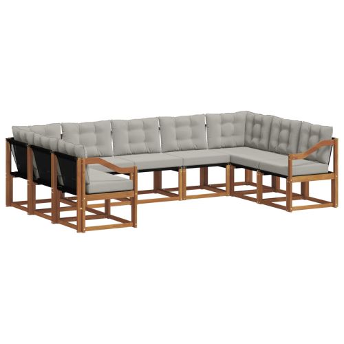 Комплект дивани за открито 9 pcs Естествено и светло сиво