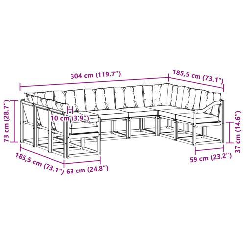 Комплект дивани за открито 9 pcs Натурален и Бежов