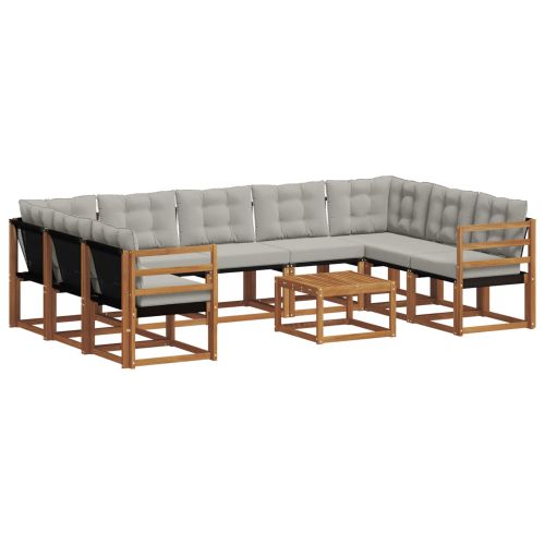 Комплект дивани за открито 10 pcs Естествено и светло сиво