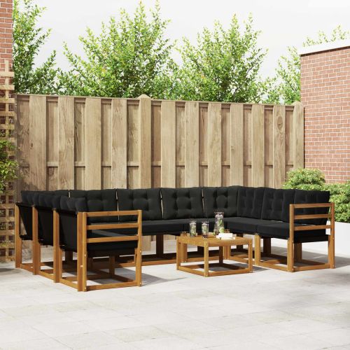 Комплект дивани за открито 10 pcs Естествено и черно