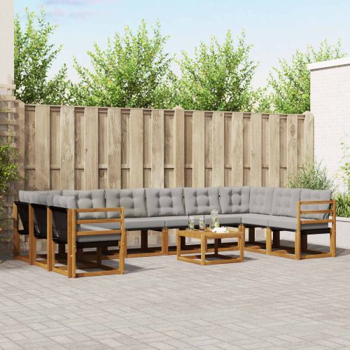 Комплект дивани за открито 11 pcs Естествено и светло сиво