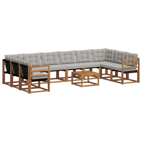 Комплект дивани за открито 11 pcs Естествено и светло сиво