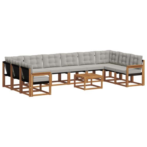 Комплект дивани за открито 11 pcs Естествено и светло сиво