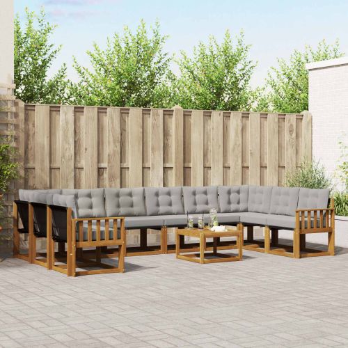 Комплект дивани за открито 11 pcs Естествено и светло сиво