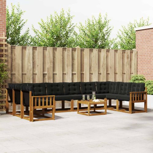 Комплект дивани за открито 11 pcs Естествено и черно