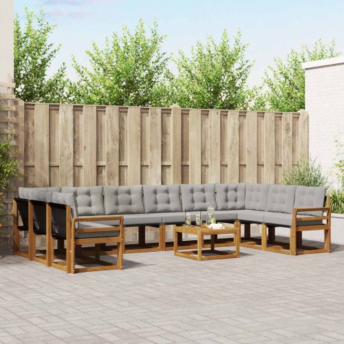 Комплект дивани за открито 11 pcs Естествено и светло сиво