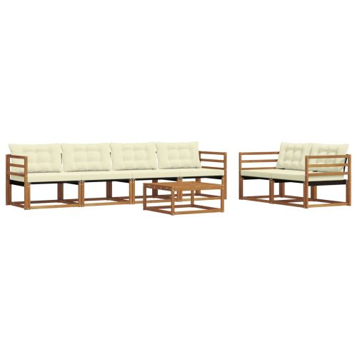 Комплект дивани за открито 7 pcs Натурален и Крема