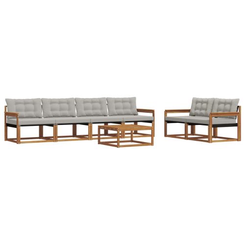 Комплект дивани за открито 7 pcs Естествено и светло сиво