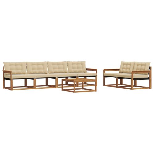 Комплект дивани за открито 7 pcs Натурален и Бежов