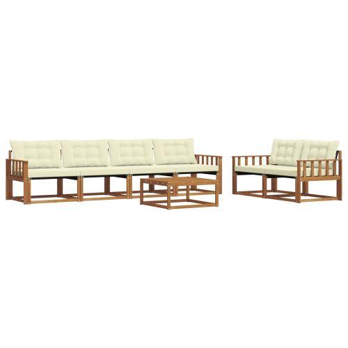 Комплект дивани за открито 7 pcs Натурален и Крема