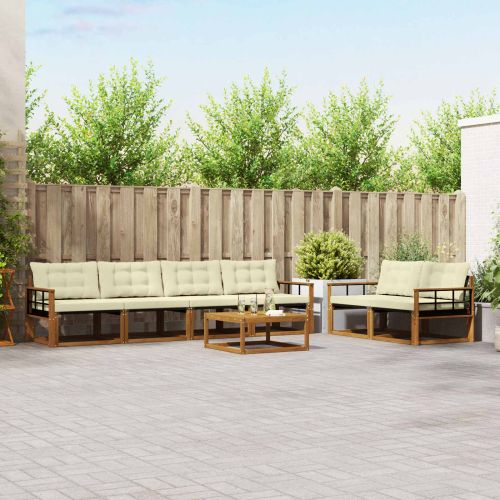 Комплект дивани за открито 7 pcs Натурален и Крема