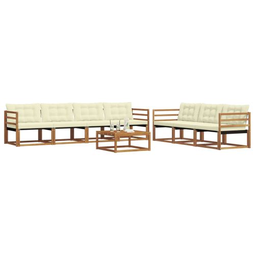 Комплект дивани за открито 8 pcs Натурален и Крема