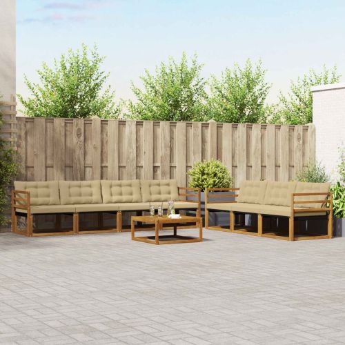 Комплект дивани за открито 8 pcs Натурален и Бежов