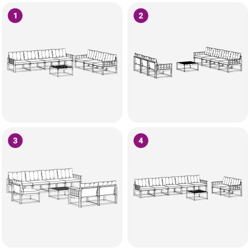 Комплект дивани за открито 8 pcs Натурален и Бежов