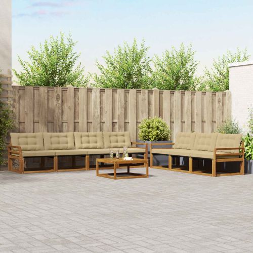 Комплект дивани за открито 8 pcs Натурален и Бежов