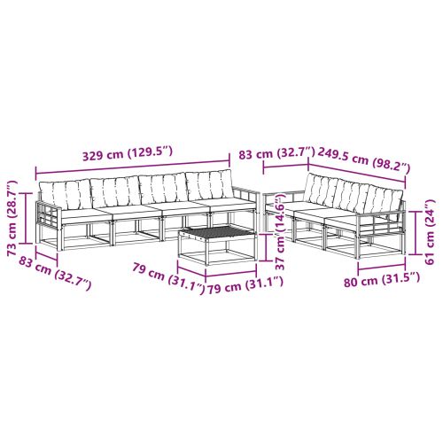 Комплект дивани за открито 8 pcs Естествено и светло сиво