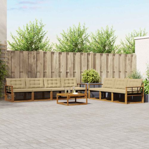 Комплект дивани за открито 8 pcs Натурален и Бежов
