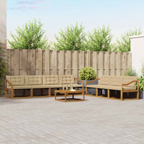Комплект дивани за открито 8 pcs Натурален и Бежов
